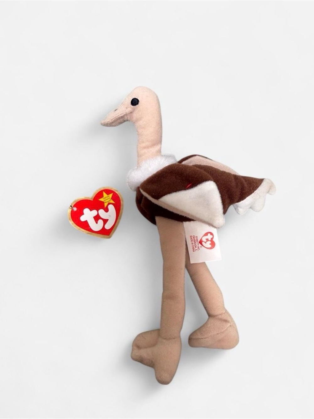 Ty Beanie Baby Stretch the Ostrich Vintage Plush with Detached Tag Collectible